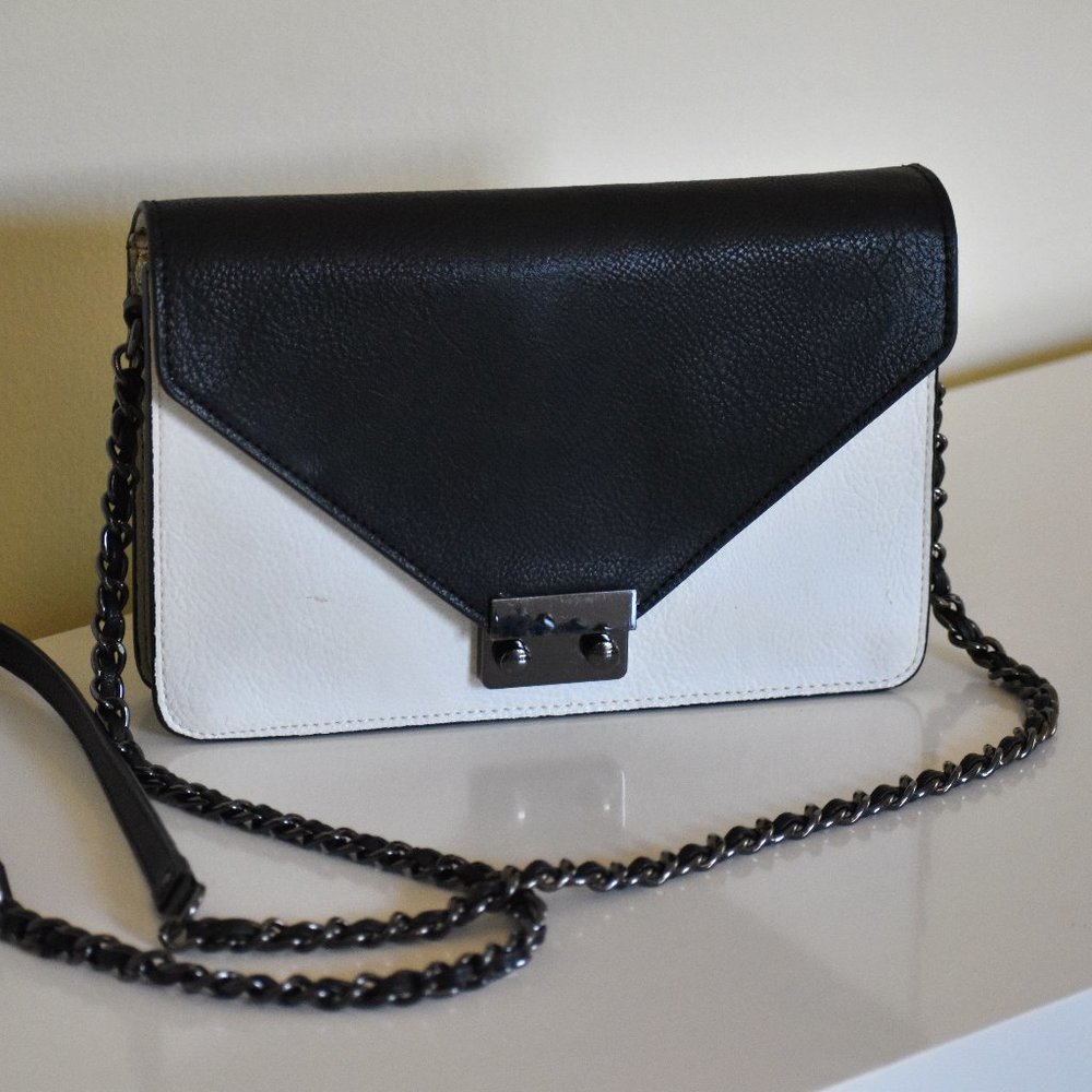 Gently Used Banana Republic Crossbody Faux Leather Black & White Purse